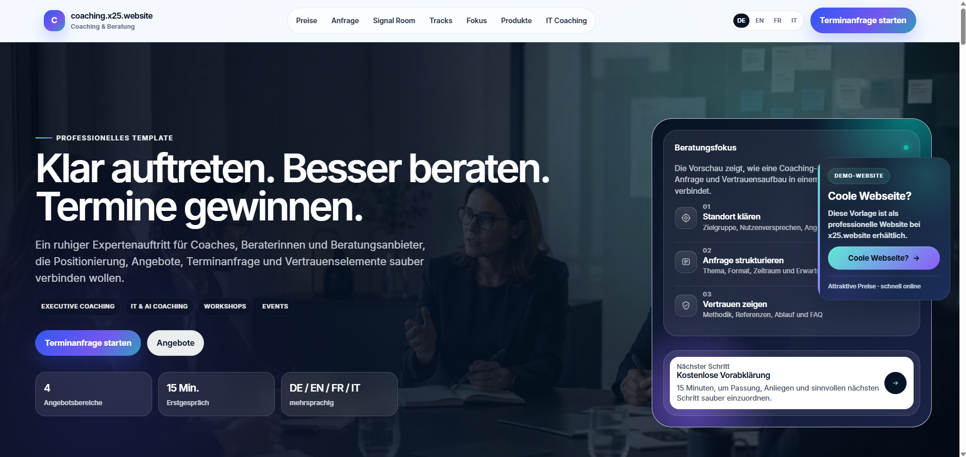 Preview Coaching & consulenza WordPress Template
